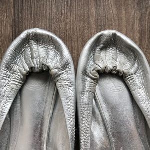 Tory Burch Shoes - Tory Burch Minnie Flat Silver Metal Tory Burch Shoes - Tory Burch Minnie Flat Silver Metal